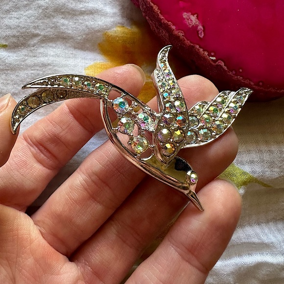 Vintage Hummingbird Rhinestone Brooch - Picture 4 of 4